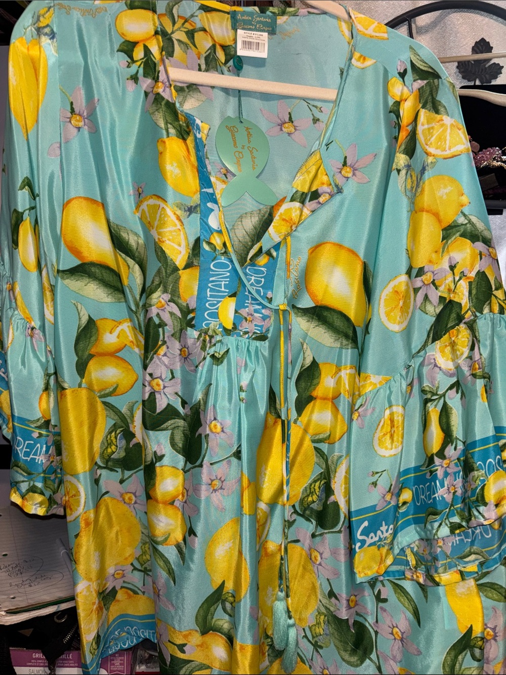 ANTICA SARTORIA BLUE AND YELLOW “LEMON DESIGN” BLOUSE SIZE L/XL
NWTS